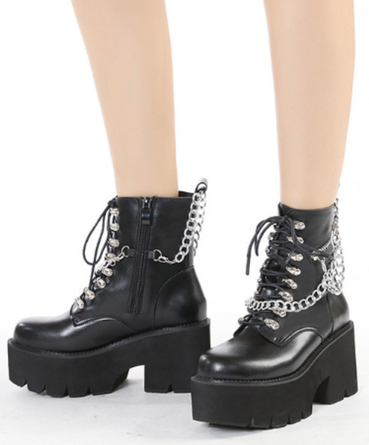 metal chain cross design boots EN1272