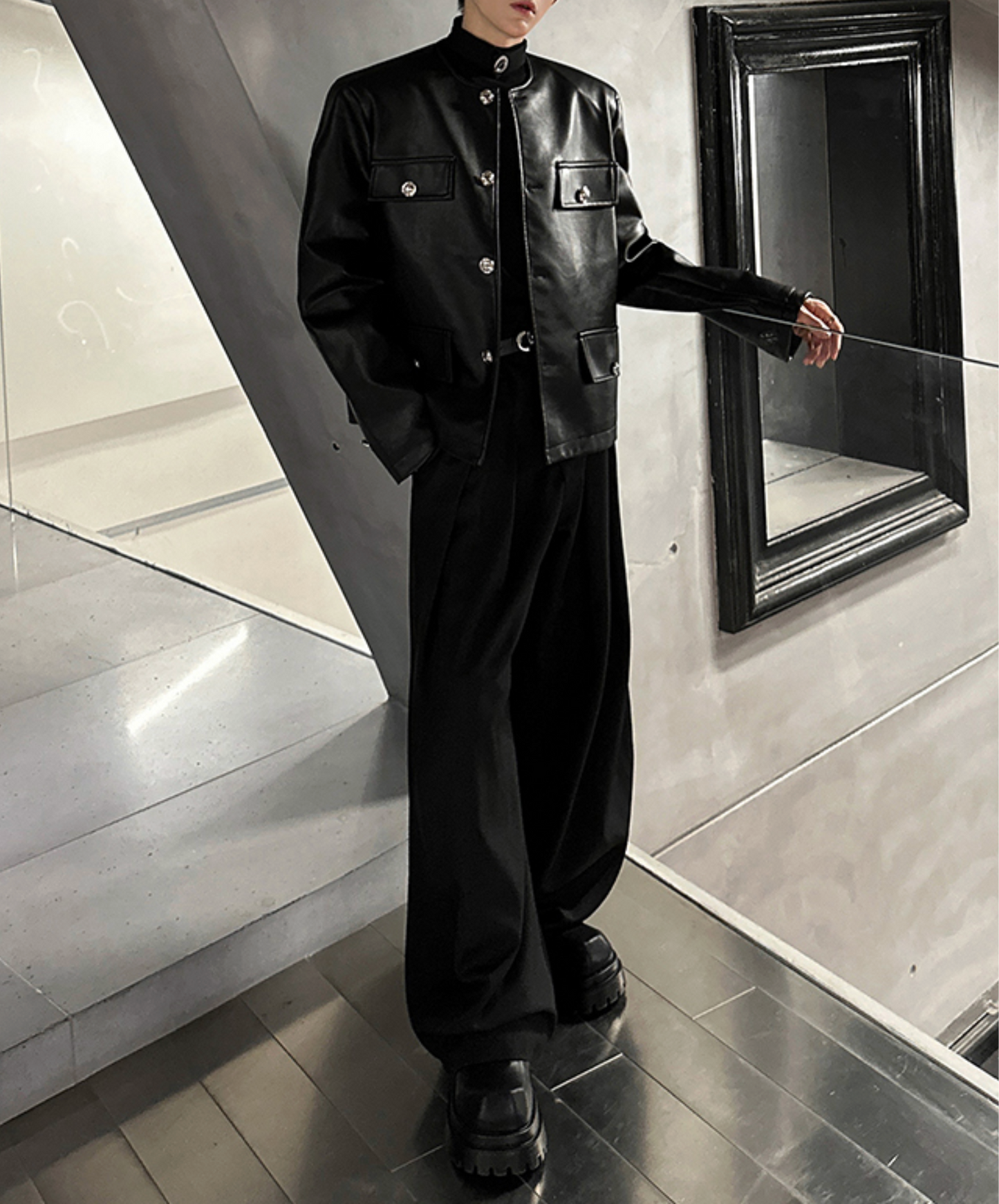 pu leather short riders jacket EN2474