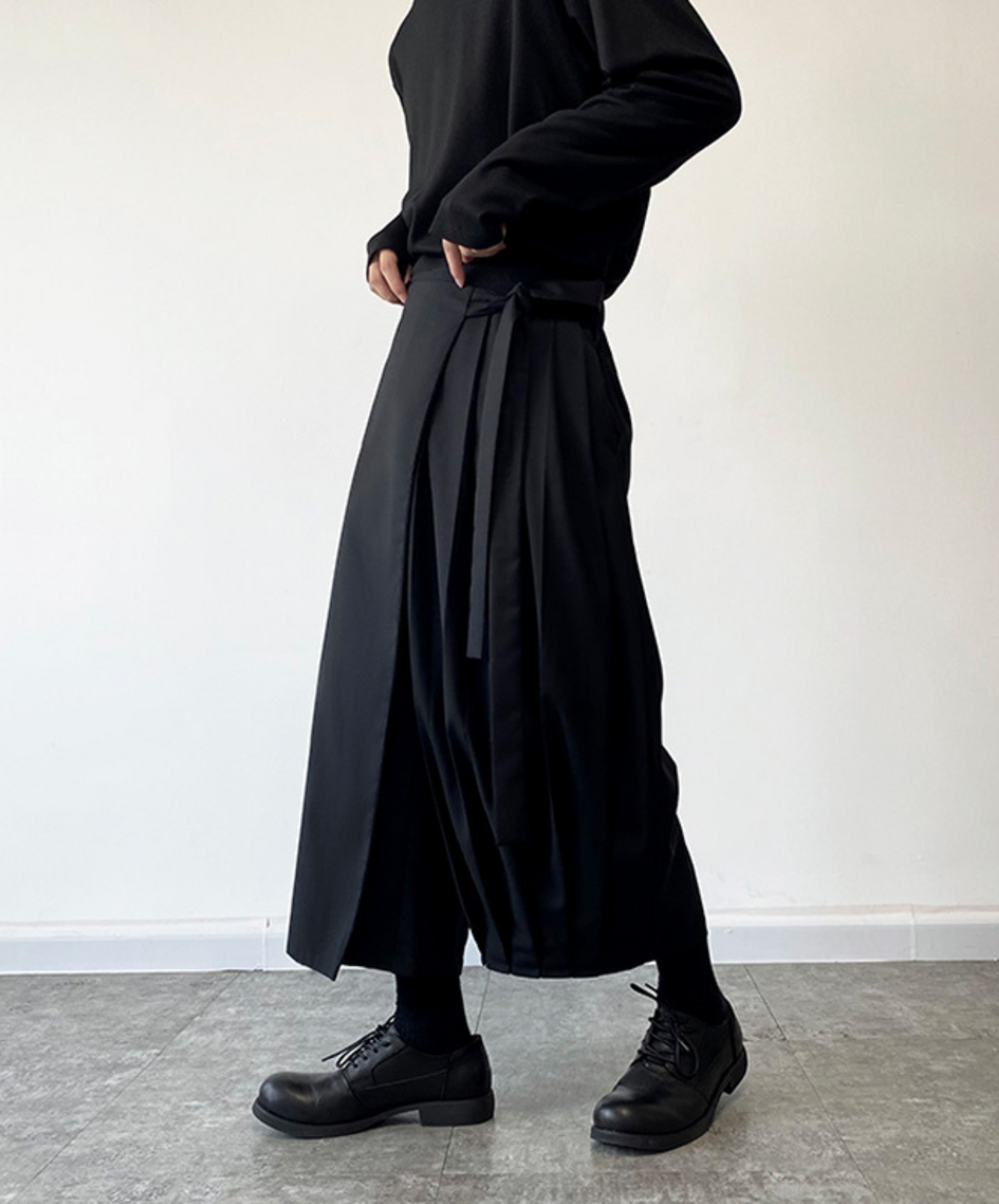 dark layered cropped straight leg pants EN916