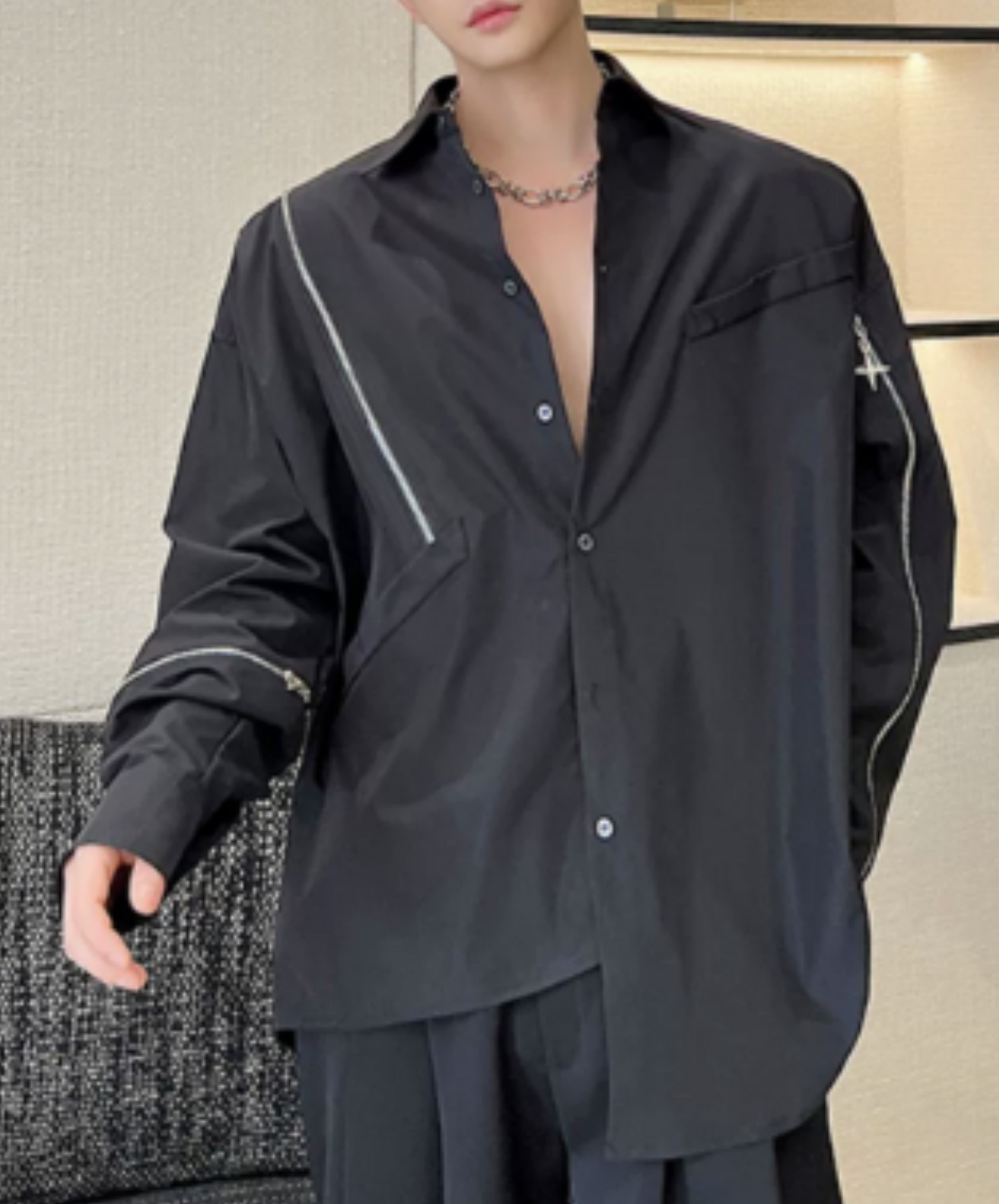 asymmetric irregular zip shirt EN1000