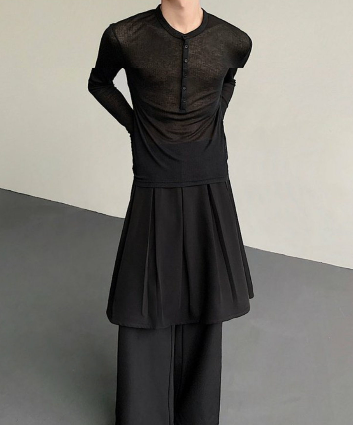 half-open thin long t-shirt EN2326