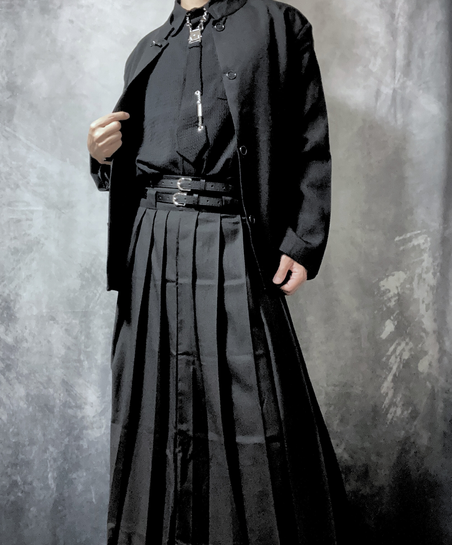 【style51】dark mode outfit set EN1848(jacket + shirt + skirt set)