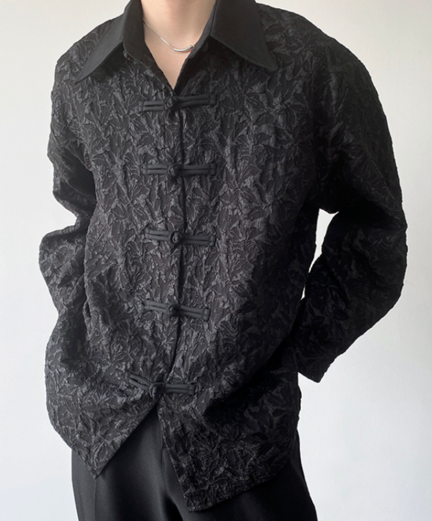 dark 3d embroidered jacquard shirt EN2365