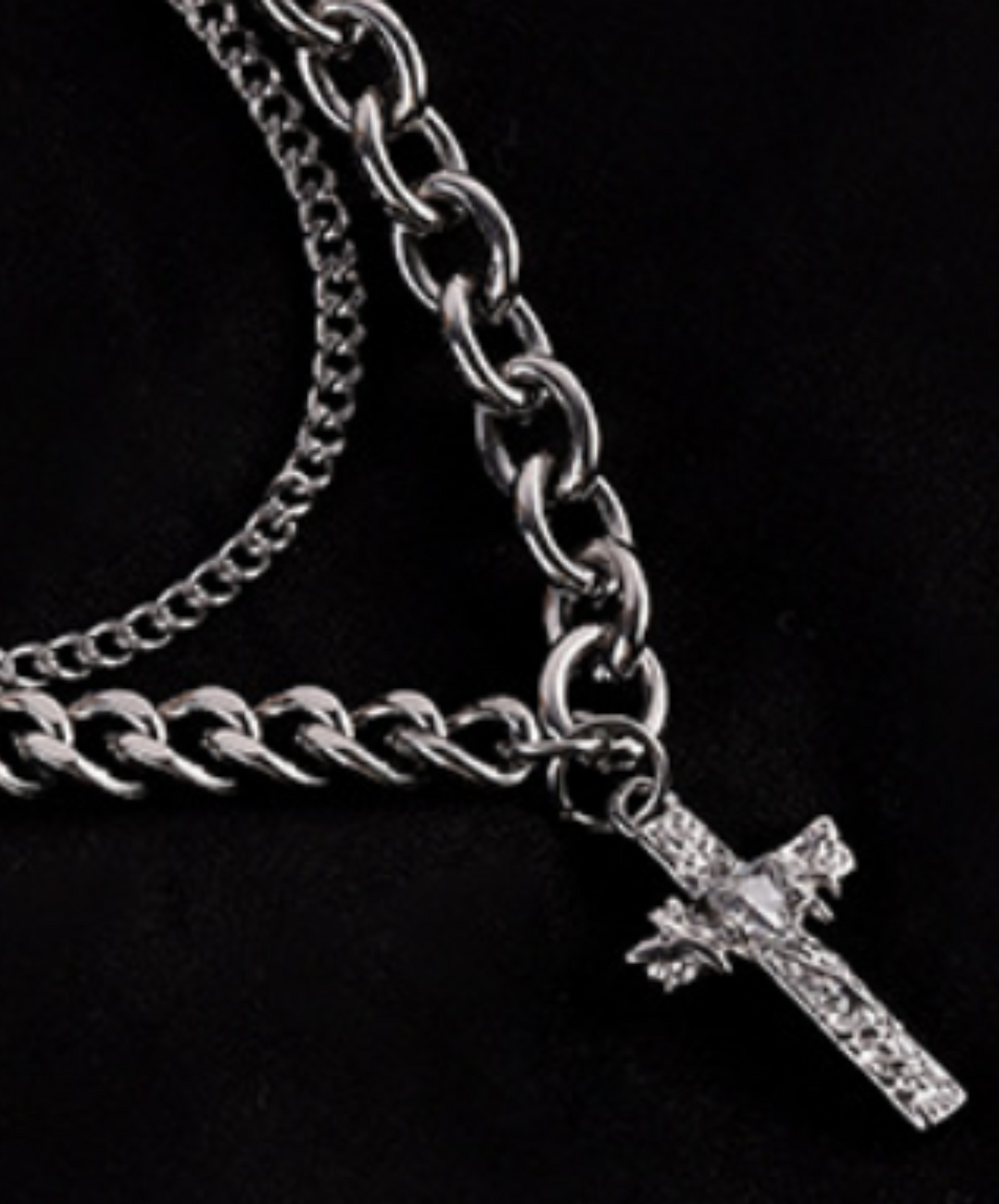 double chain cross top necklace EN2345