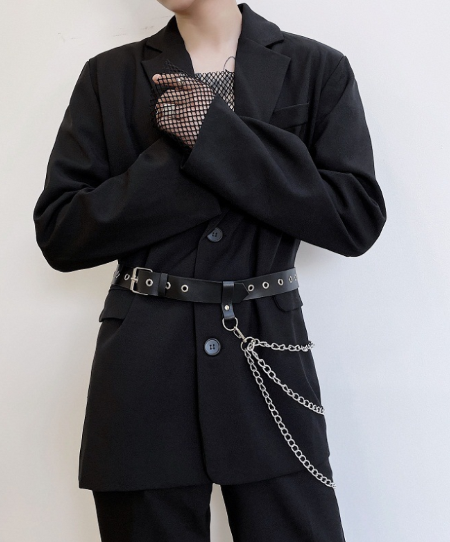 【style66】dark mode outfit set EN1890(jacket + sweater + pants set)