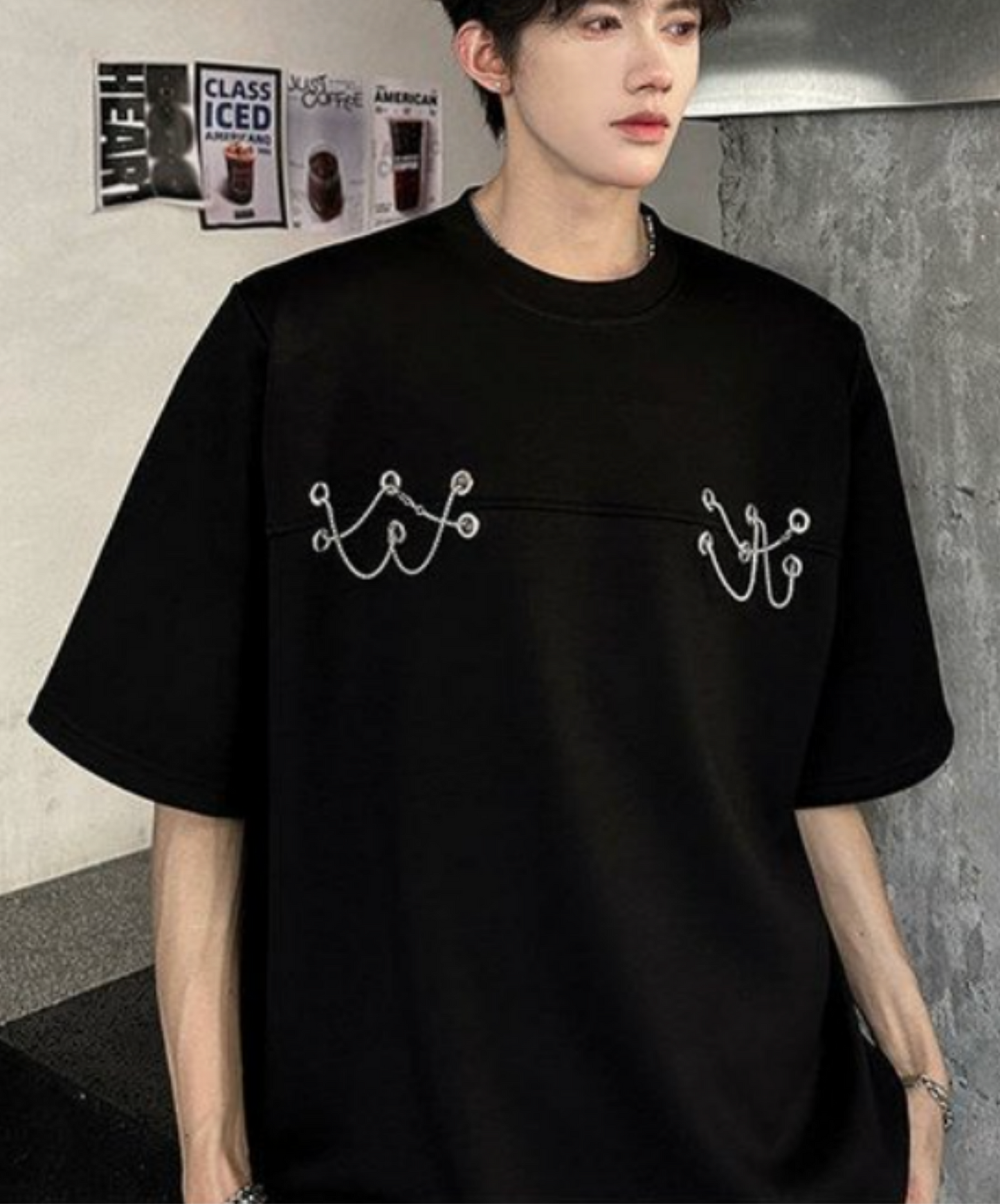 metal chain rope design t-shirt EN2238
