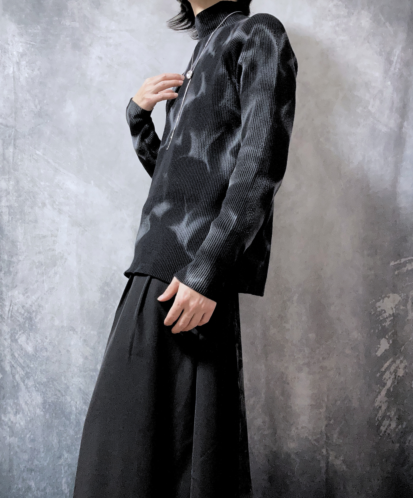 【style70】dark mode outfit set EN1909(jacket + sweater + pants set)