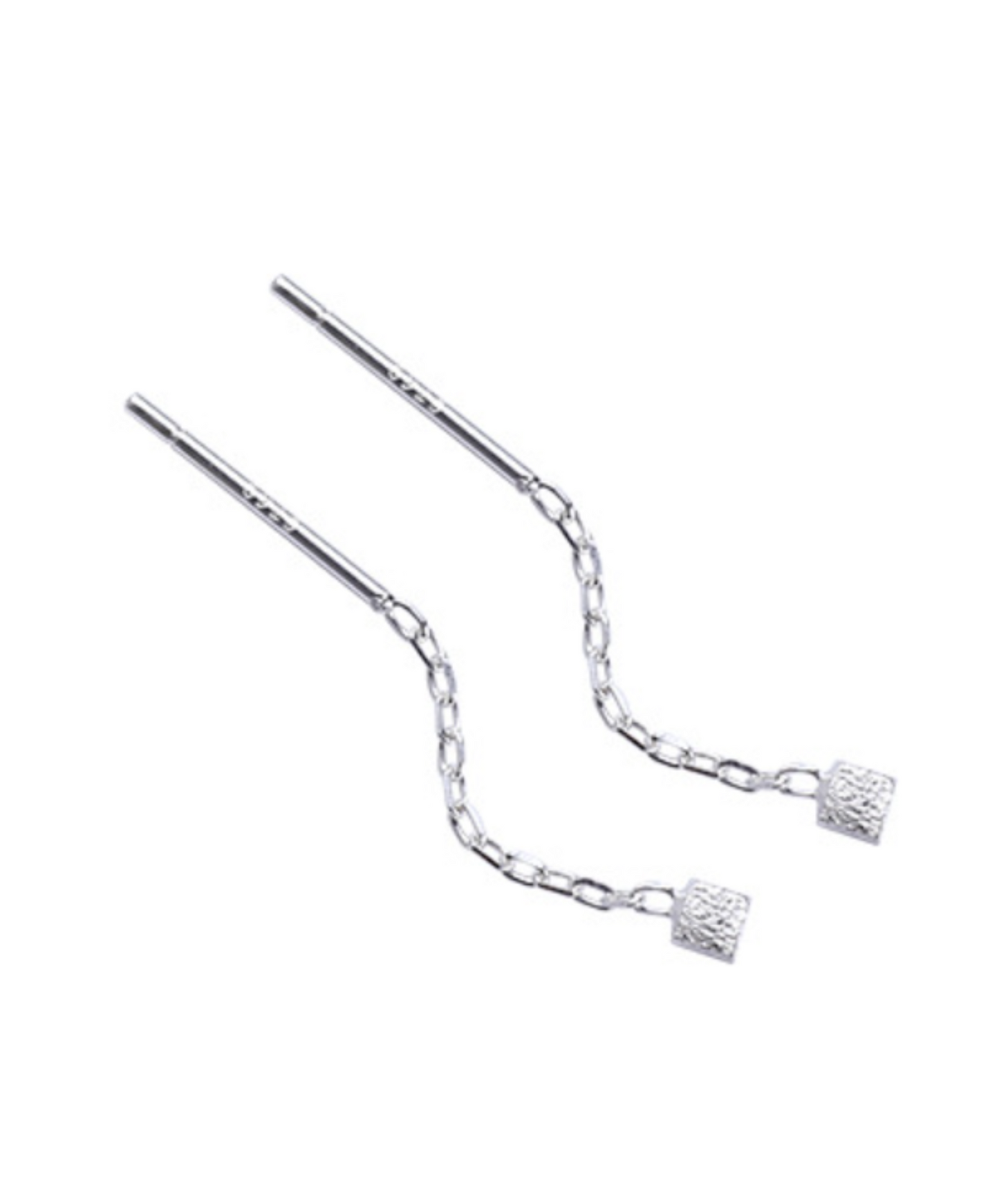 silver chain square earrings EN1616