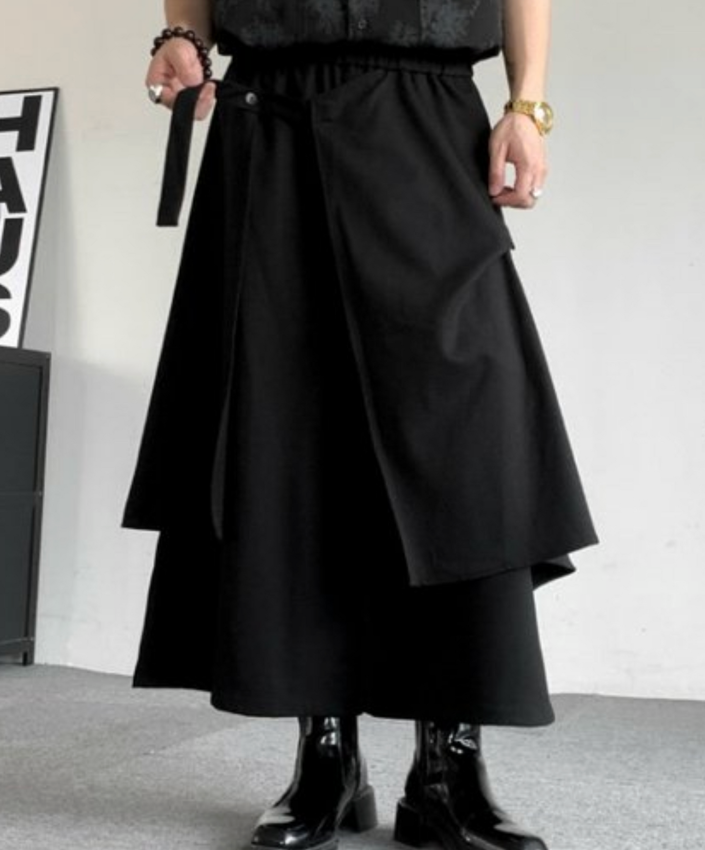 dark fake two-piece hakama pants EN2430