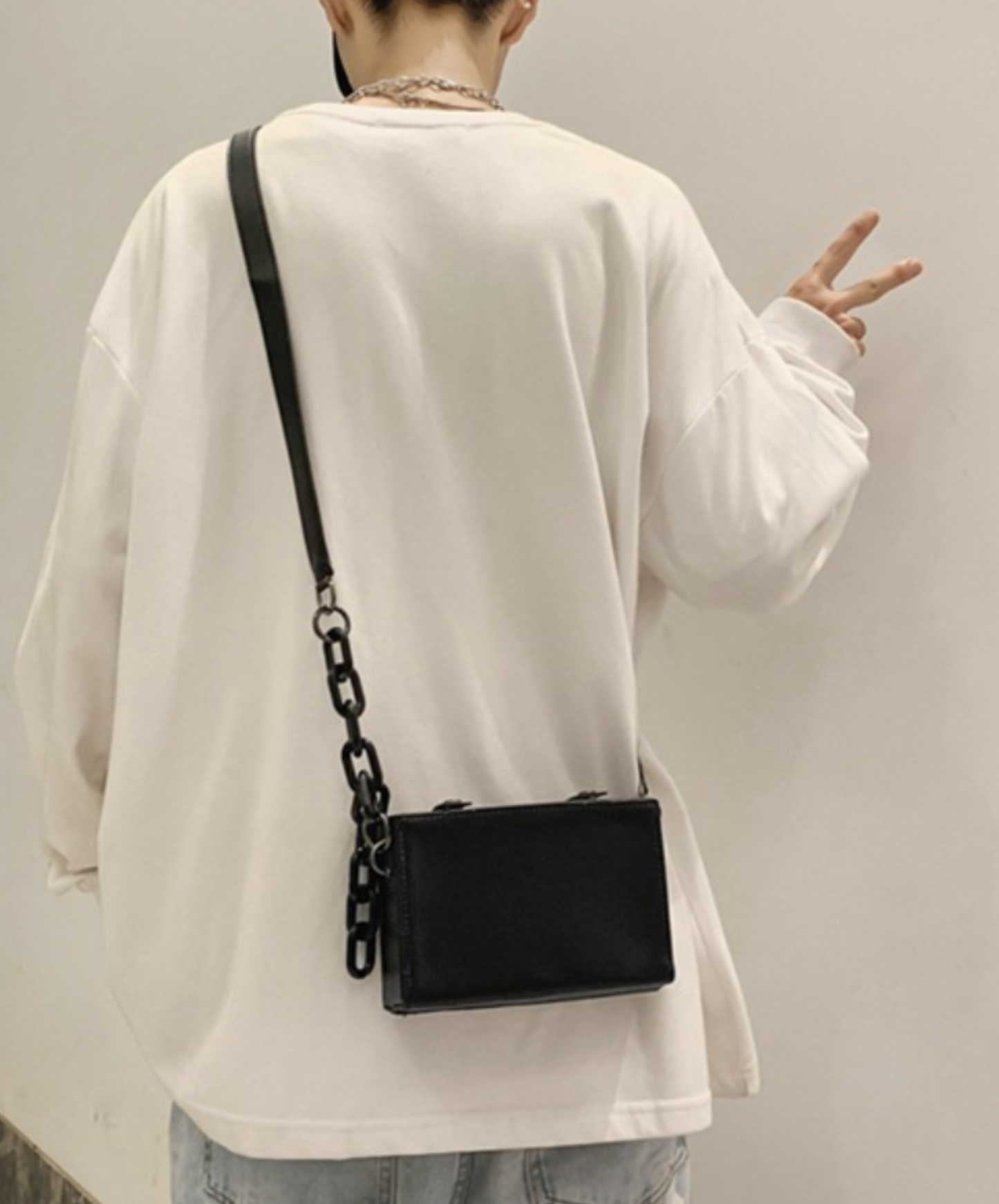 chain decoration small square shoulder bag EN1445