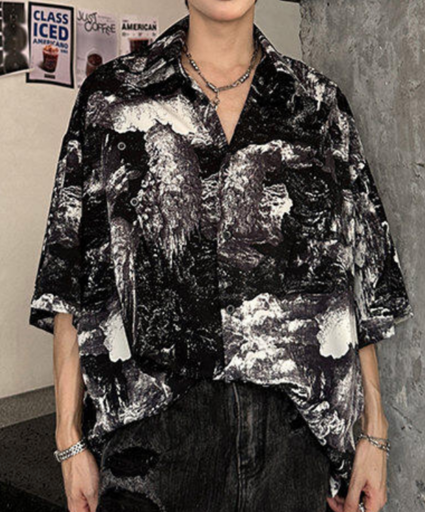 retro splicing design shirt EN2206