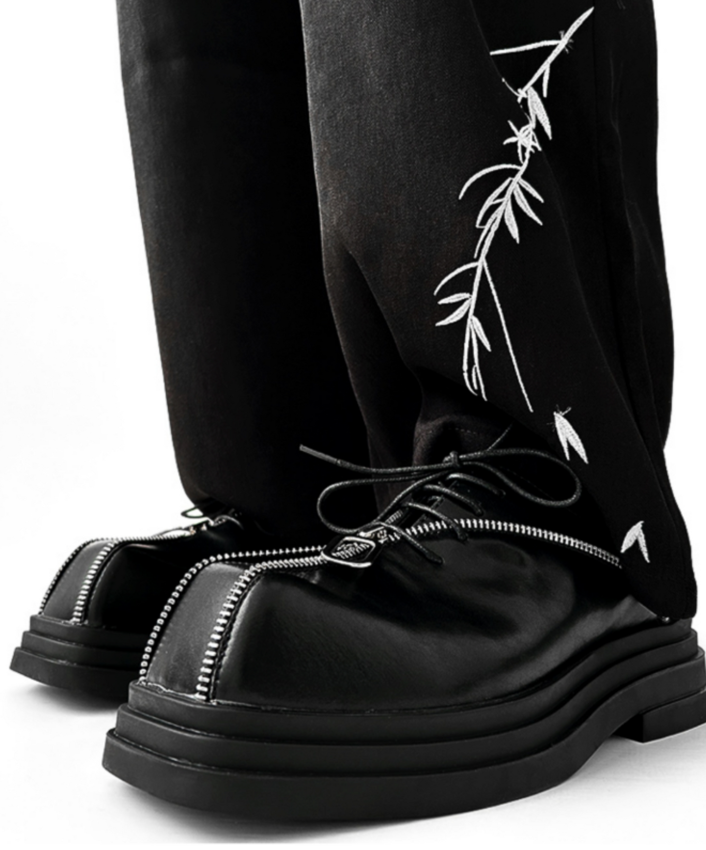 square head punk zipper design shoes EN1921