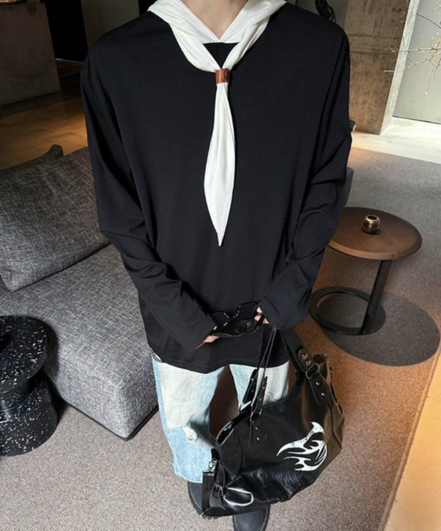 self-tie hood long t-shirt EN2311
