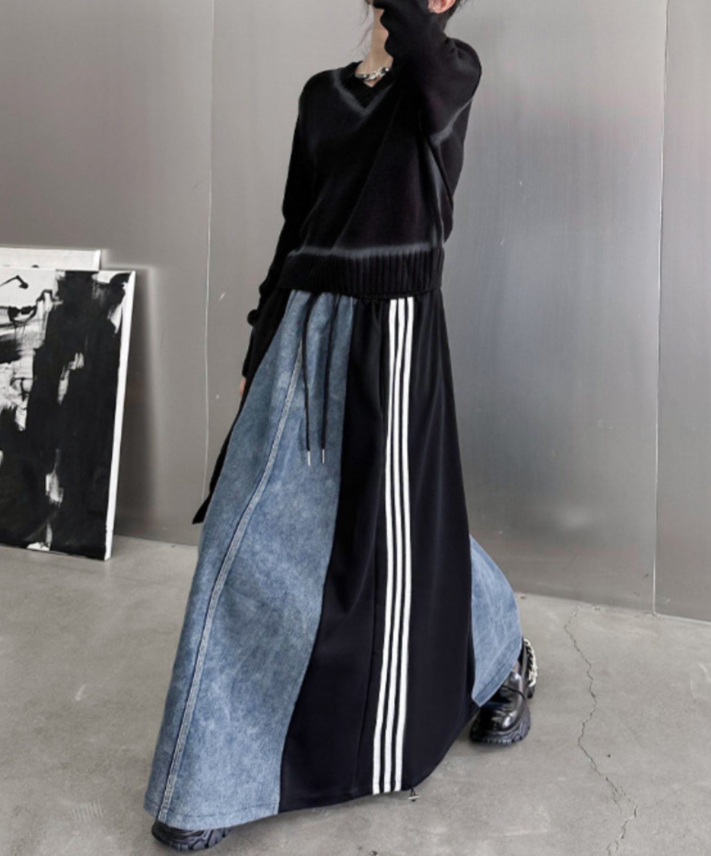 retro patchwork design casual skirt EN2242