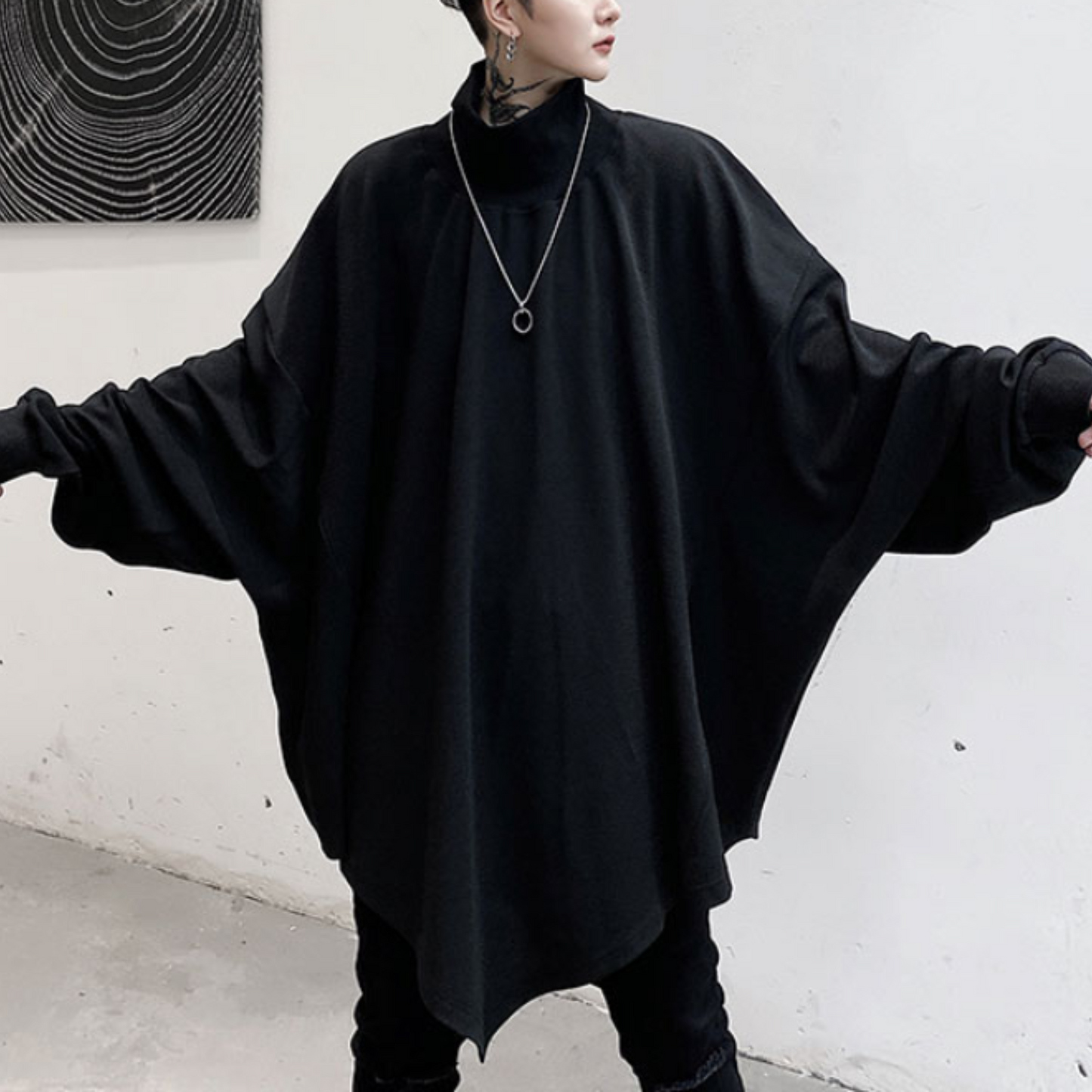 dark high neck cloak sweatshirts EN425