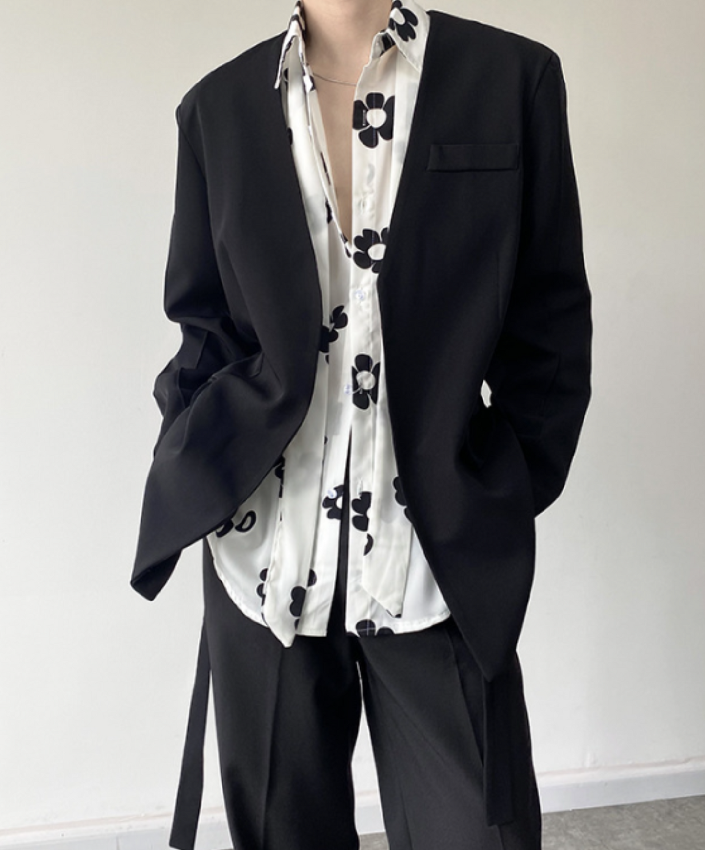 collarless belt jacket EN590