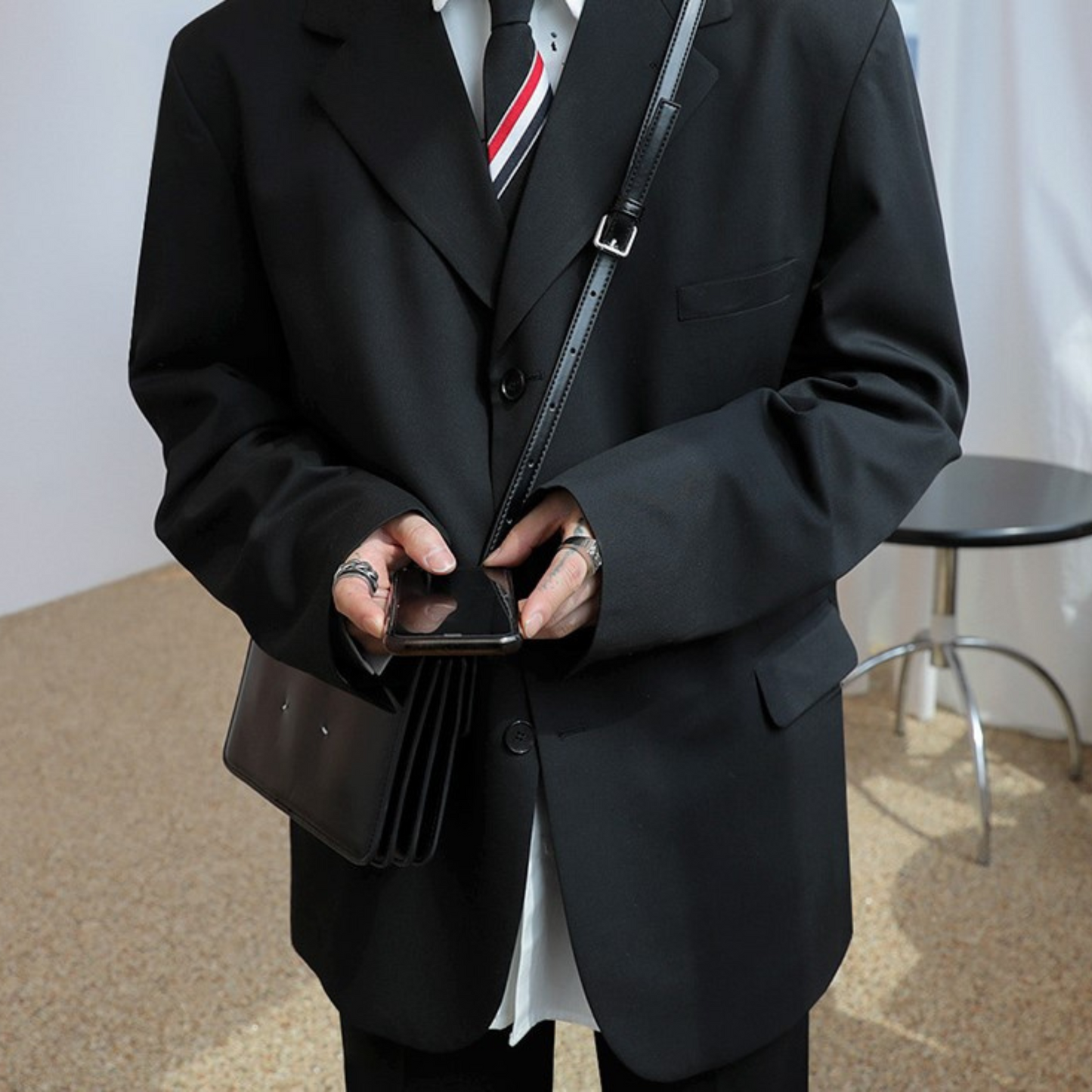 square shoulder leather bag EN199