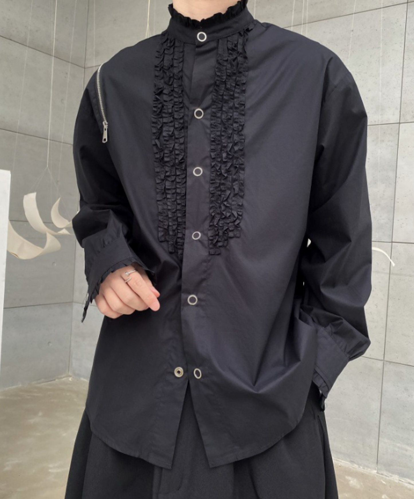 classical zip embellished shirt EN638