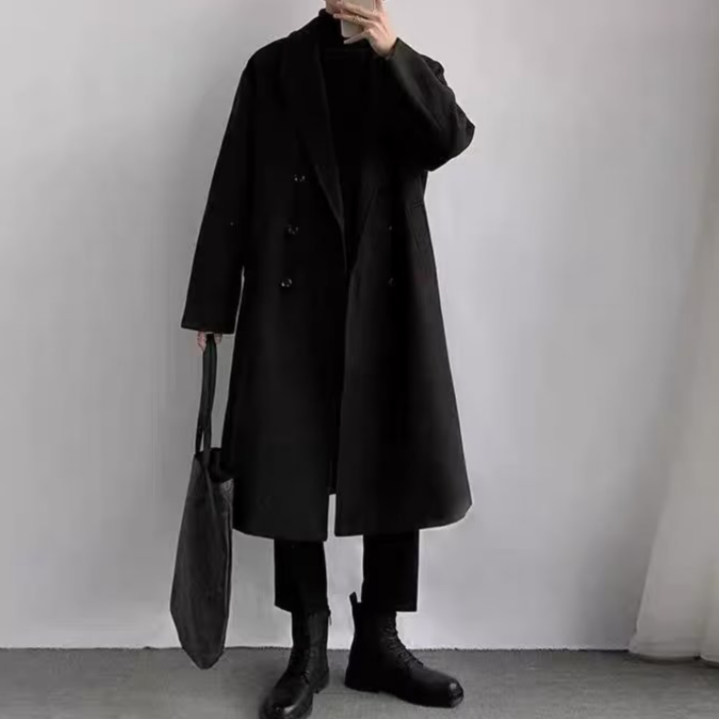 double breasted middle wool coat EN428