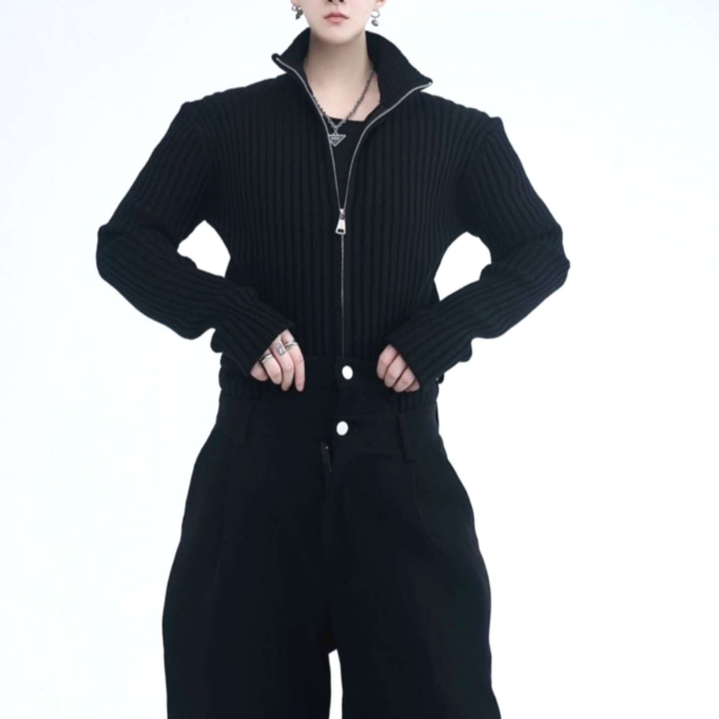 double zip turtleneck sweater EN293