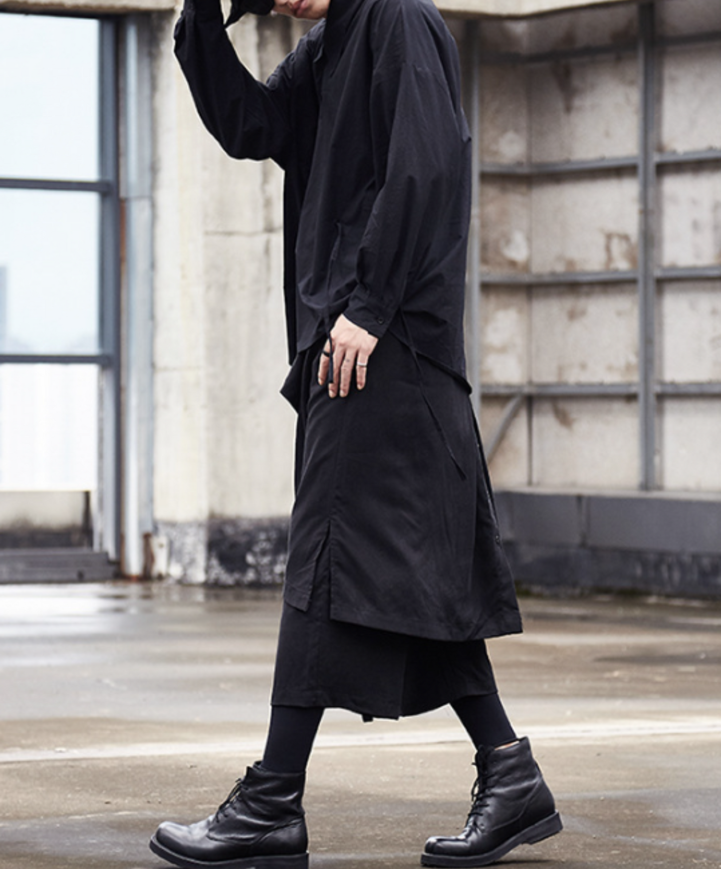 dark layered cropped wide pants EN537