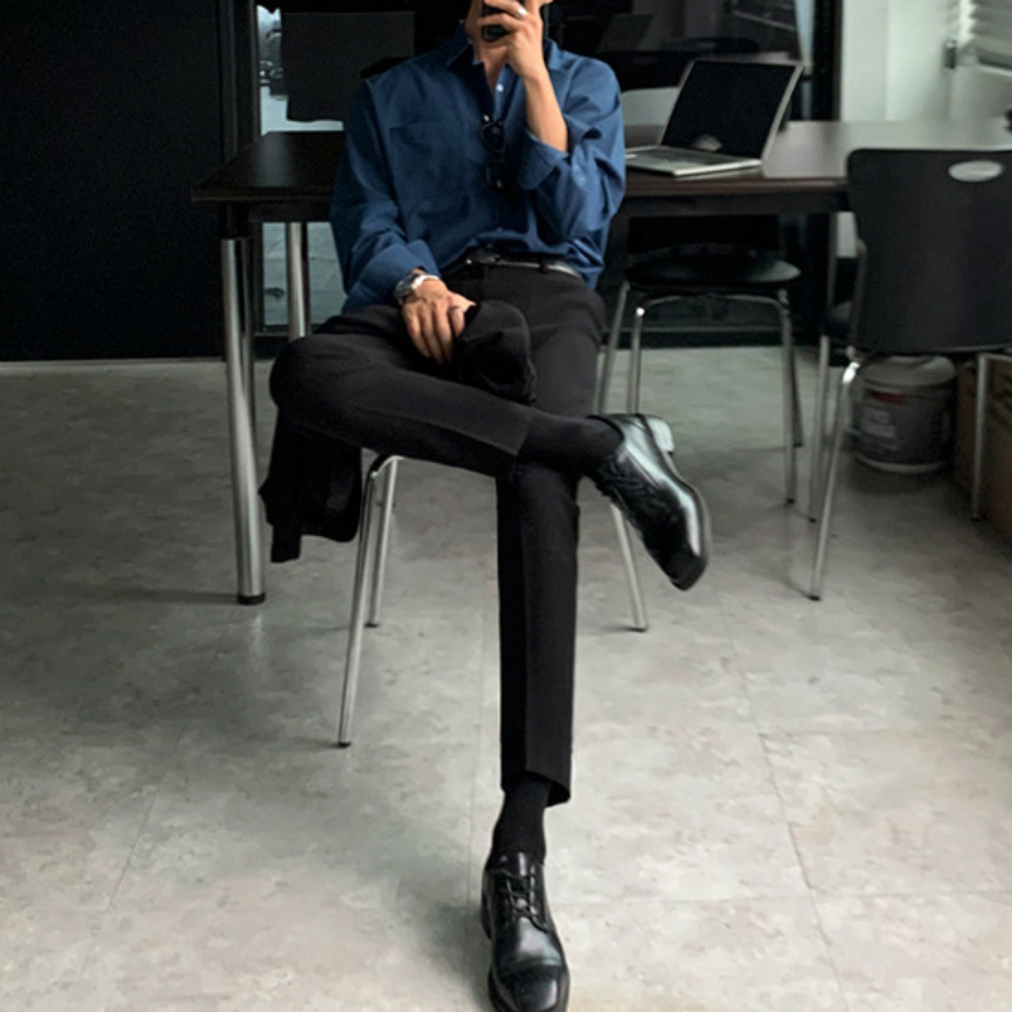 slim black slacks pants EN318