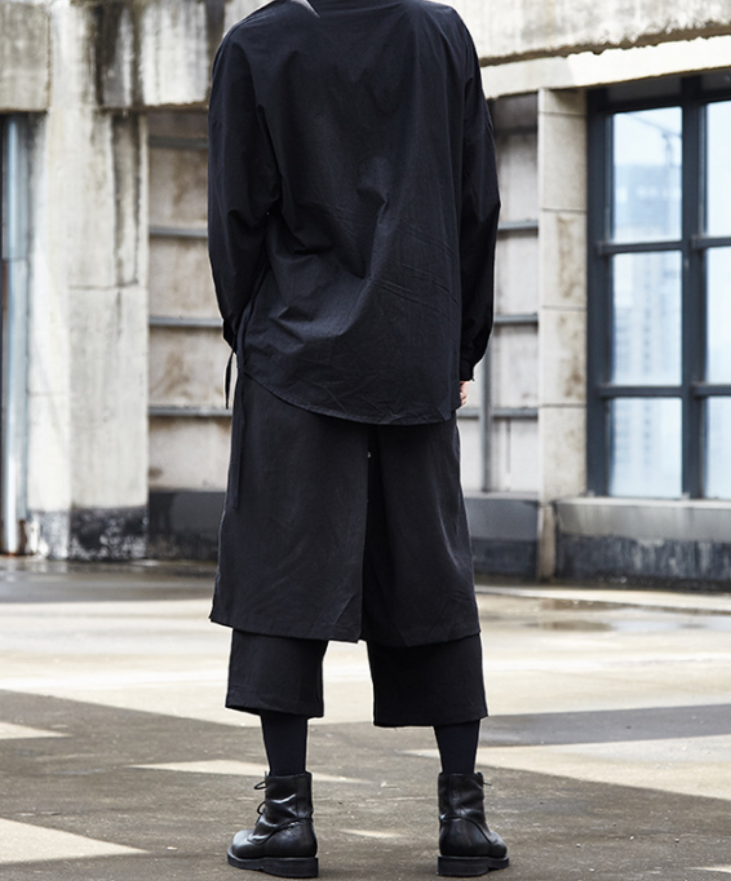 dark layered cropped wide pants EN537