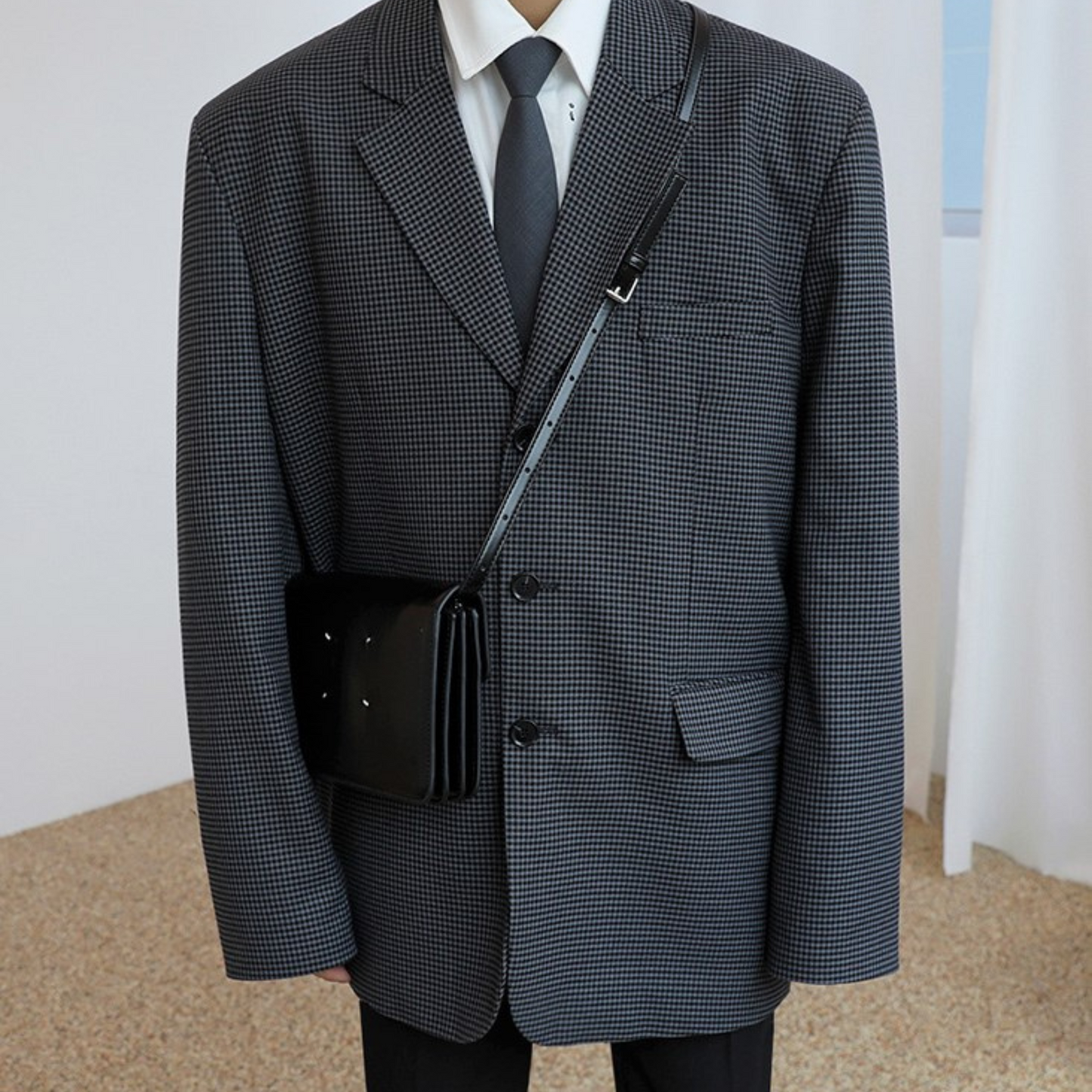 square shoulder leather bag EN199