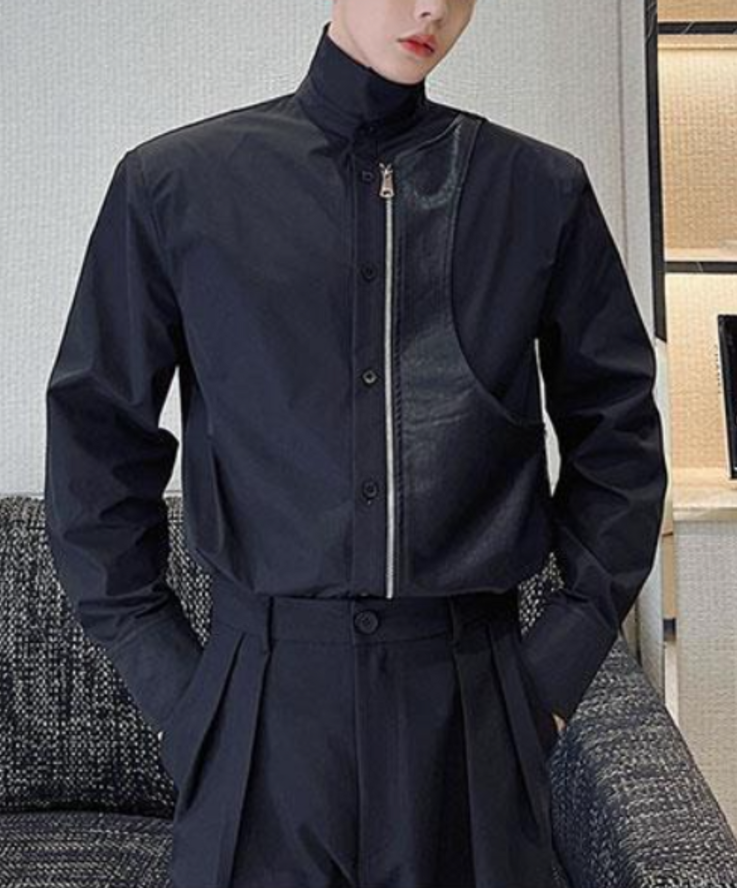 stand collar zip shirt EN622