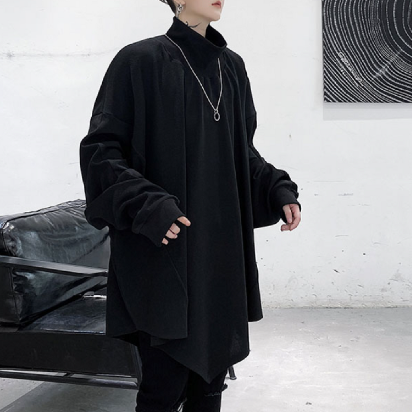 dark high neck cloak sweatshirts EN425
