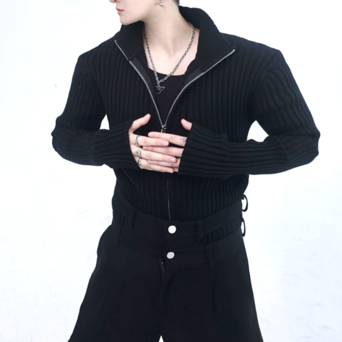 double zip turtleneck sweater EN293