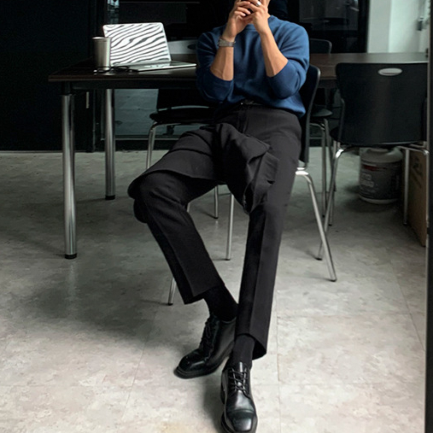 slim black slacks pants EN318