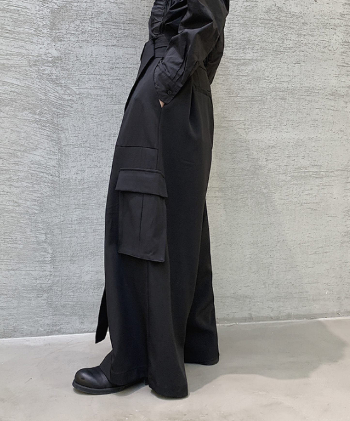 dark super wide flare pants EN643
