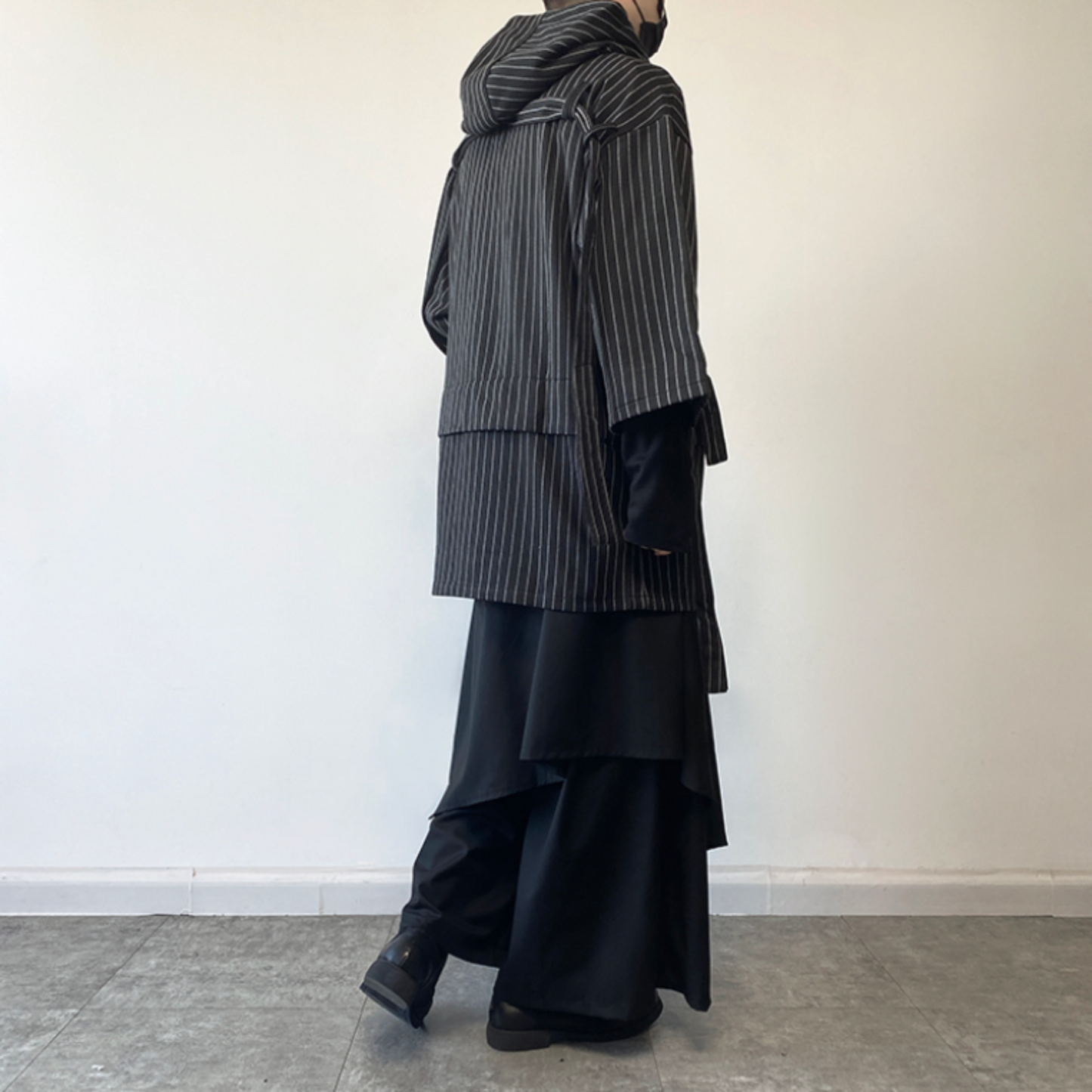 striped three quarter sleeve hoodie EN432