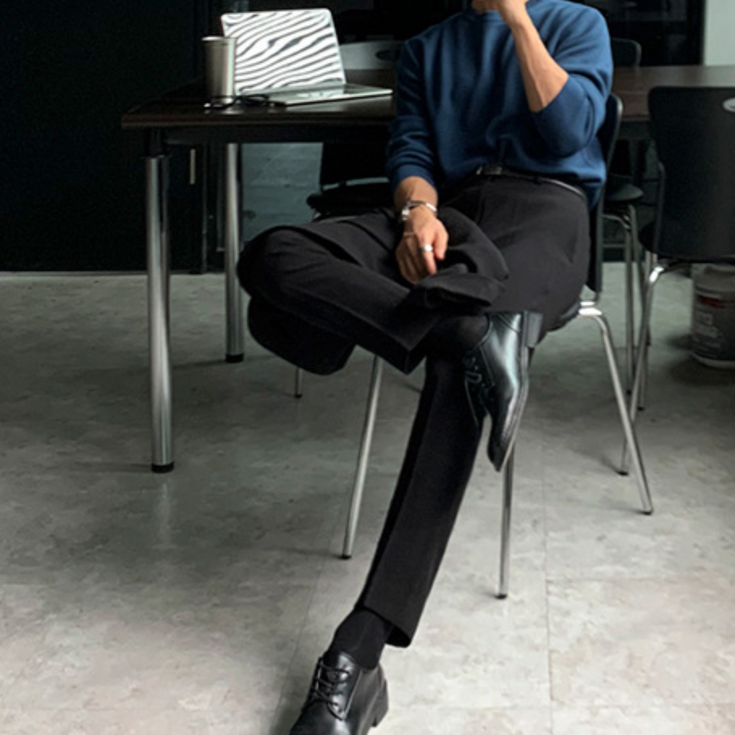 slim black slacks pants EN318