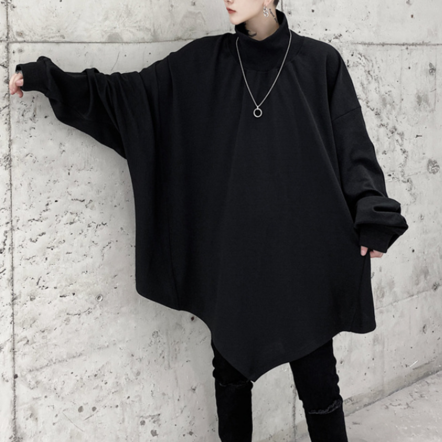 dark high neck cloak sweatshirts EN425