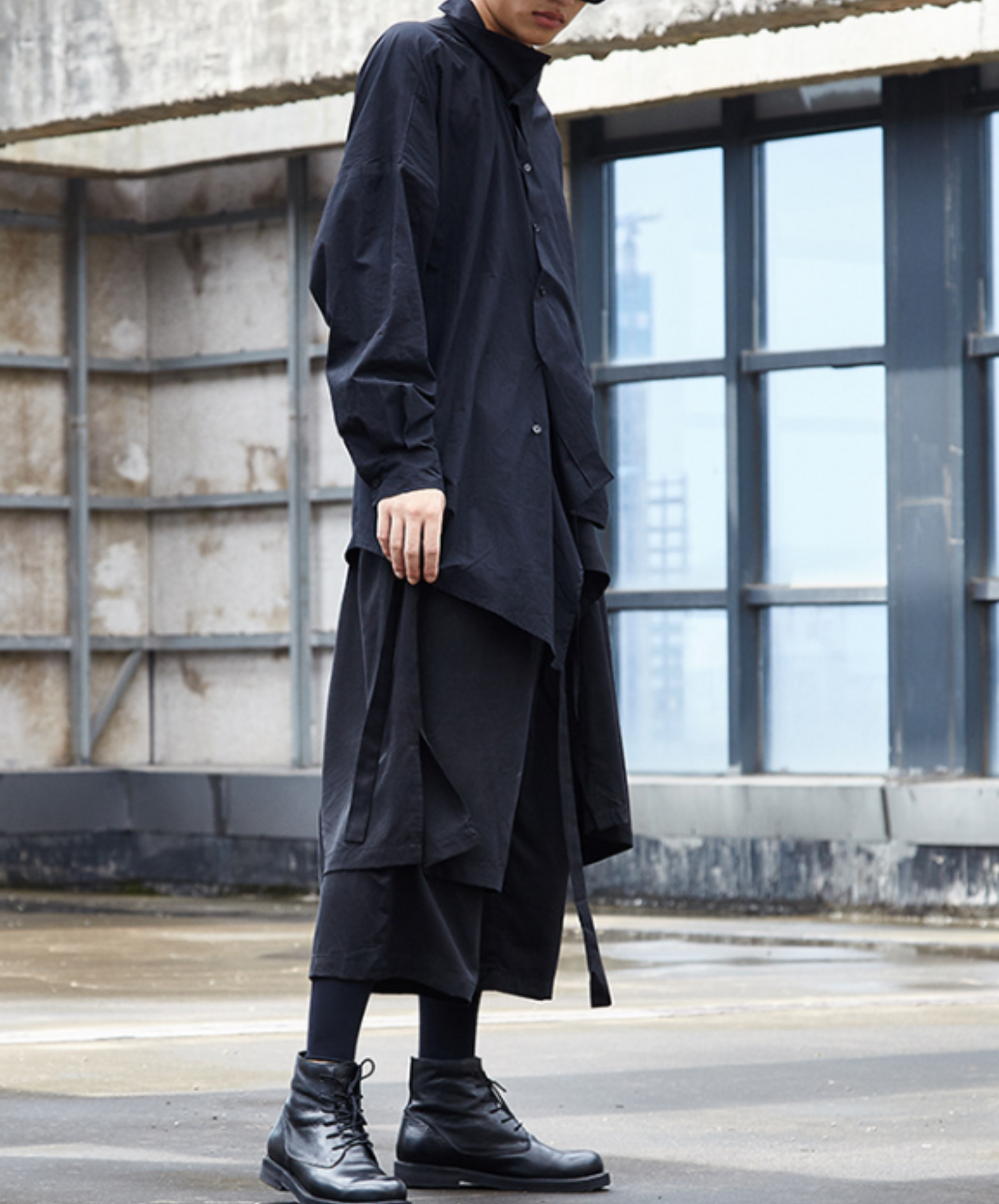 dark layered cropped wide pants EN537