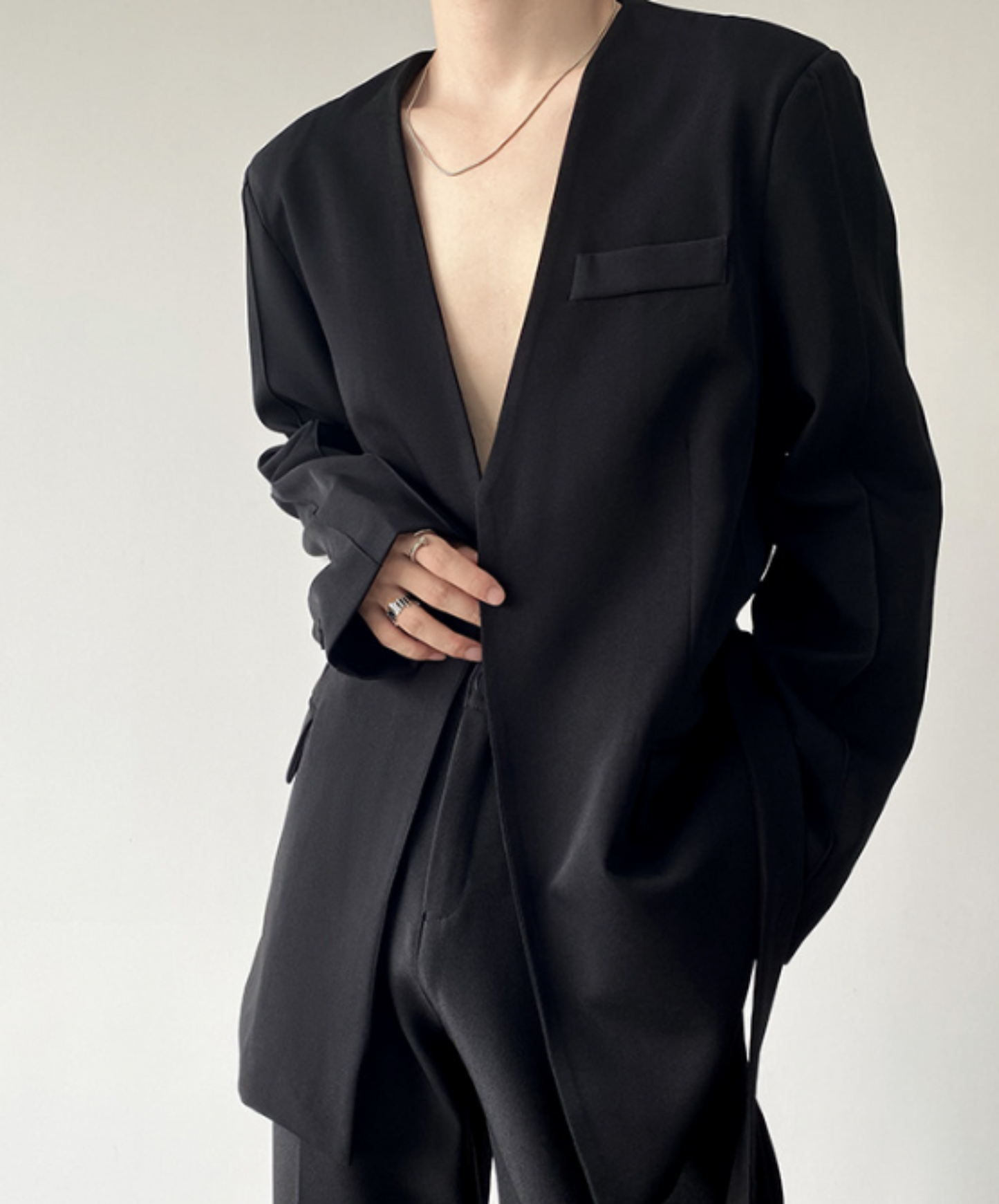 collarless belt jacket EN590