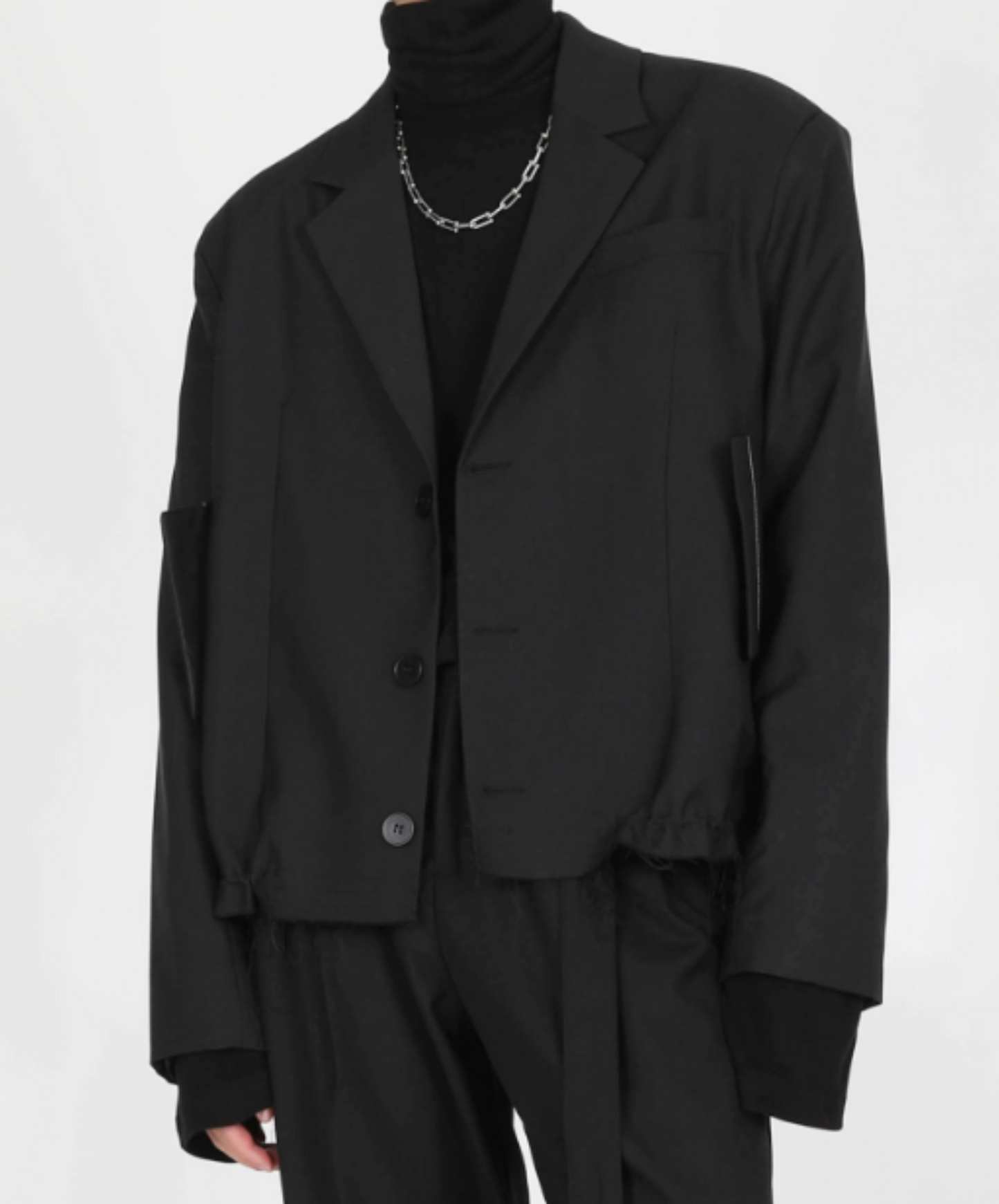 dark rough hem short jacket EN728