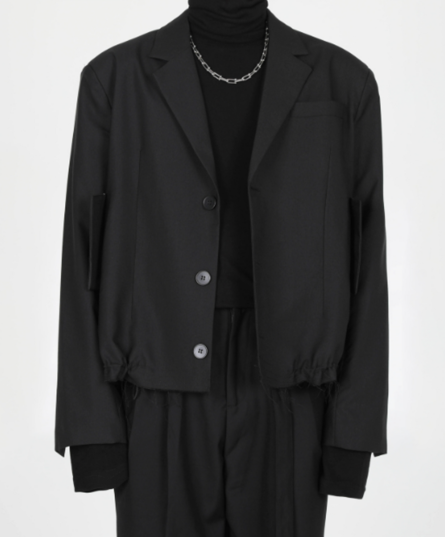 dark rough hem short jacket EN728