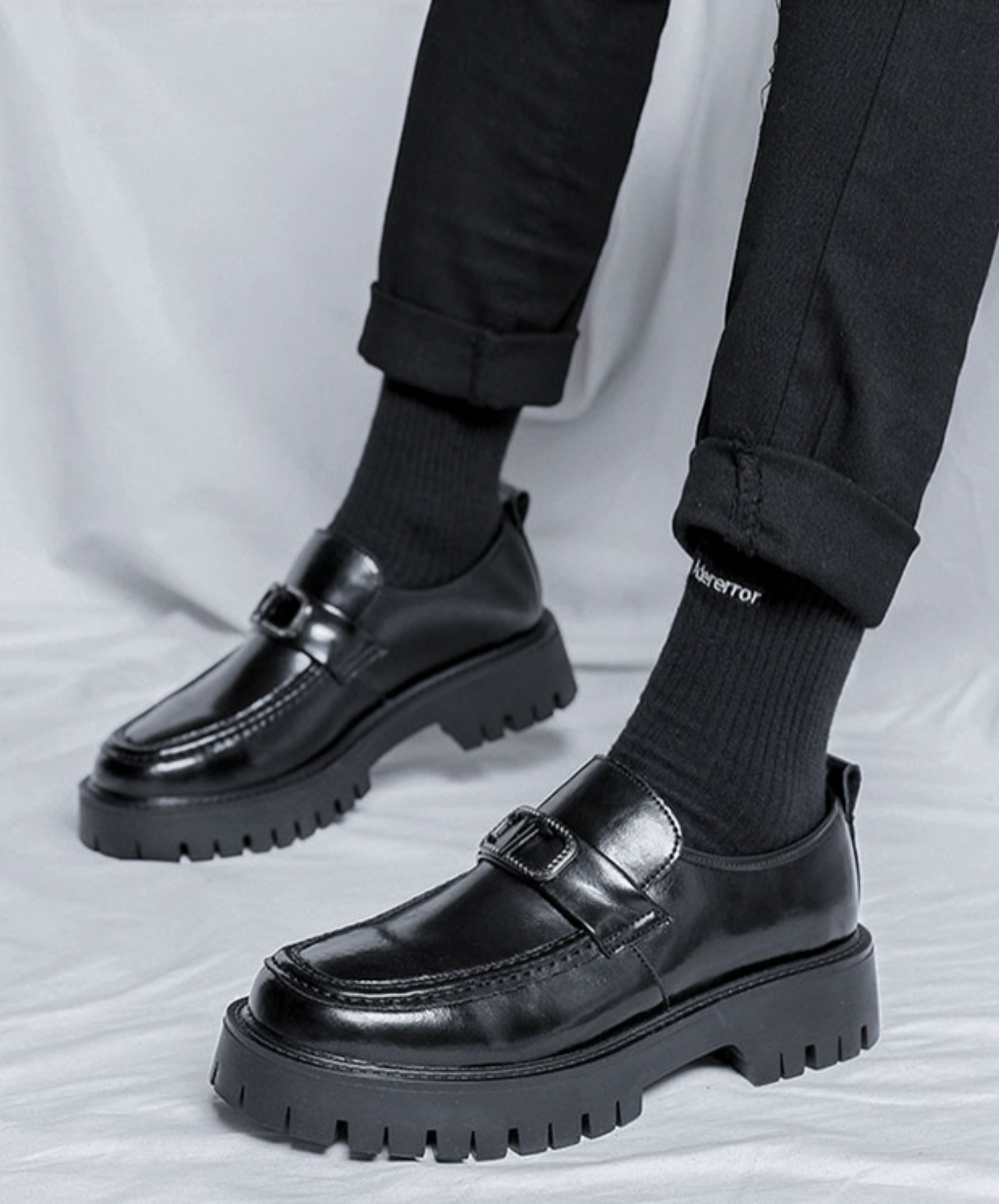 metal buckle embellished leather shoes EN688