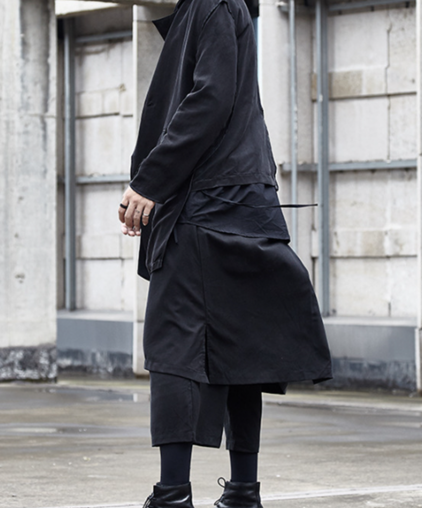 dark layered cropped wide pants EN537