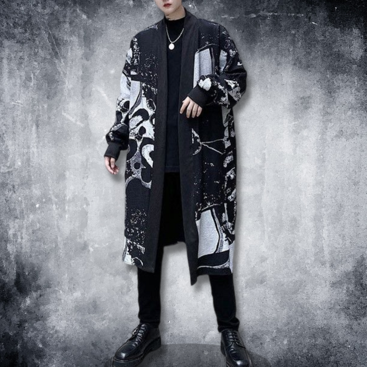 dark long cardigan EN090