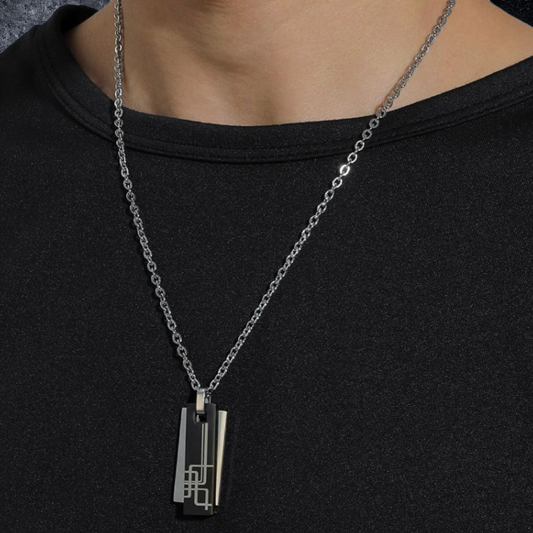 geometric pattern chain necklace EN494