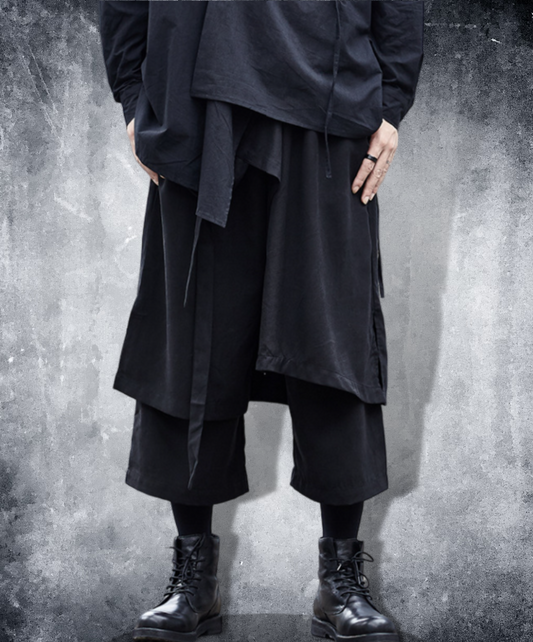 dark layered cropped wide pants EN537