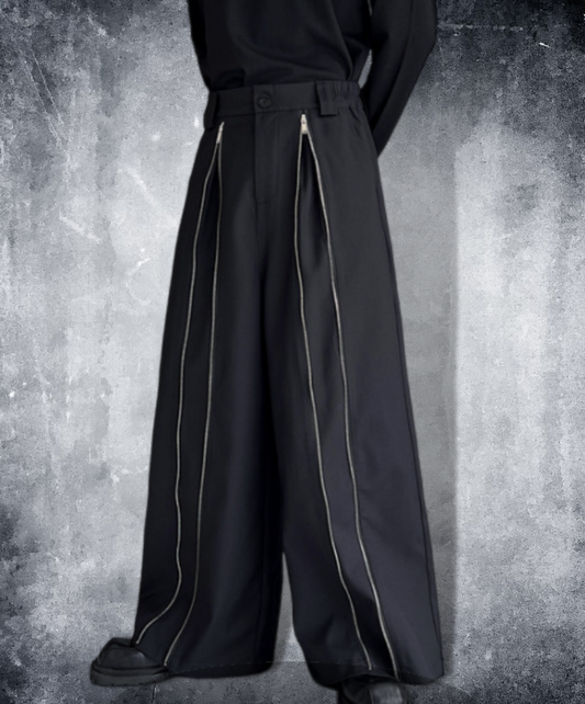 zip flare wide pants EN566