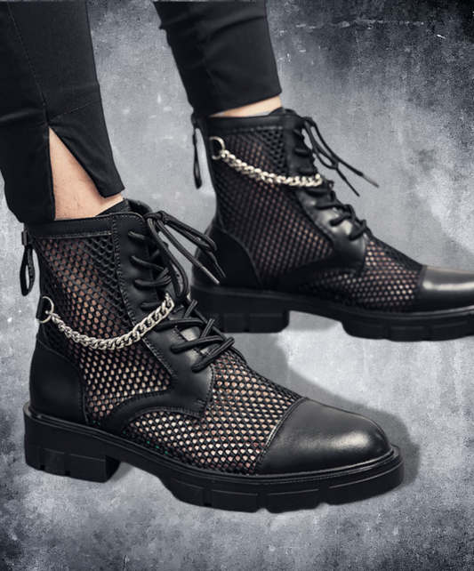 back zip see through short boots EN652