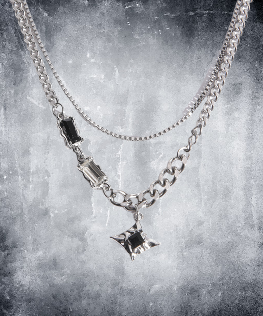 black star double layer necklace EN544