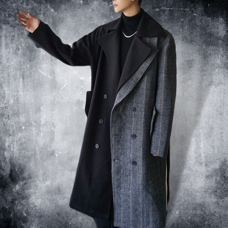 two-tone wool coat EN129