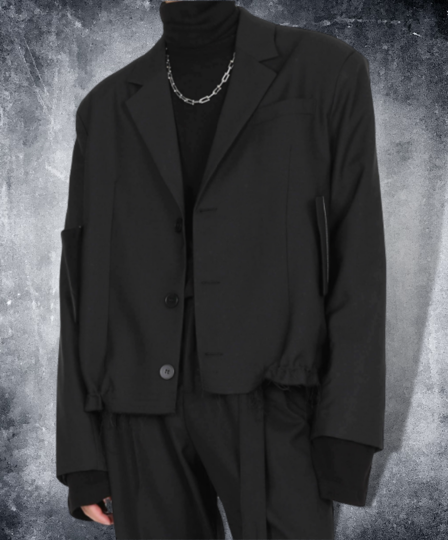 dark rough hem short jacket EN728